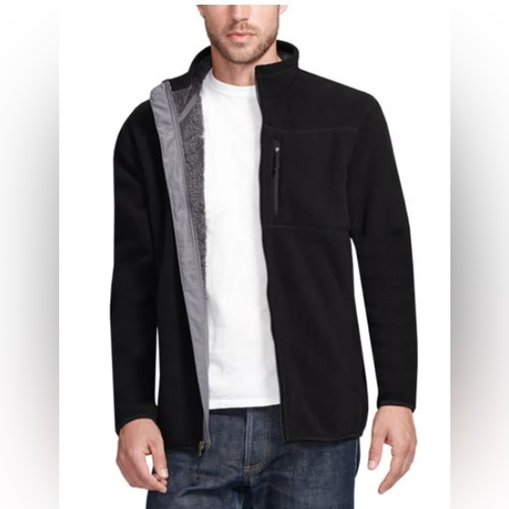 32 Degrees Men's Sherpa Lined Fleece Jacket Black Large - Picture 3 of 10